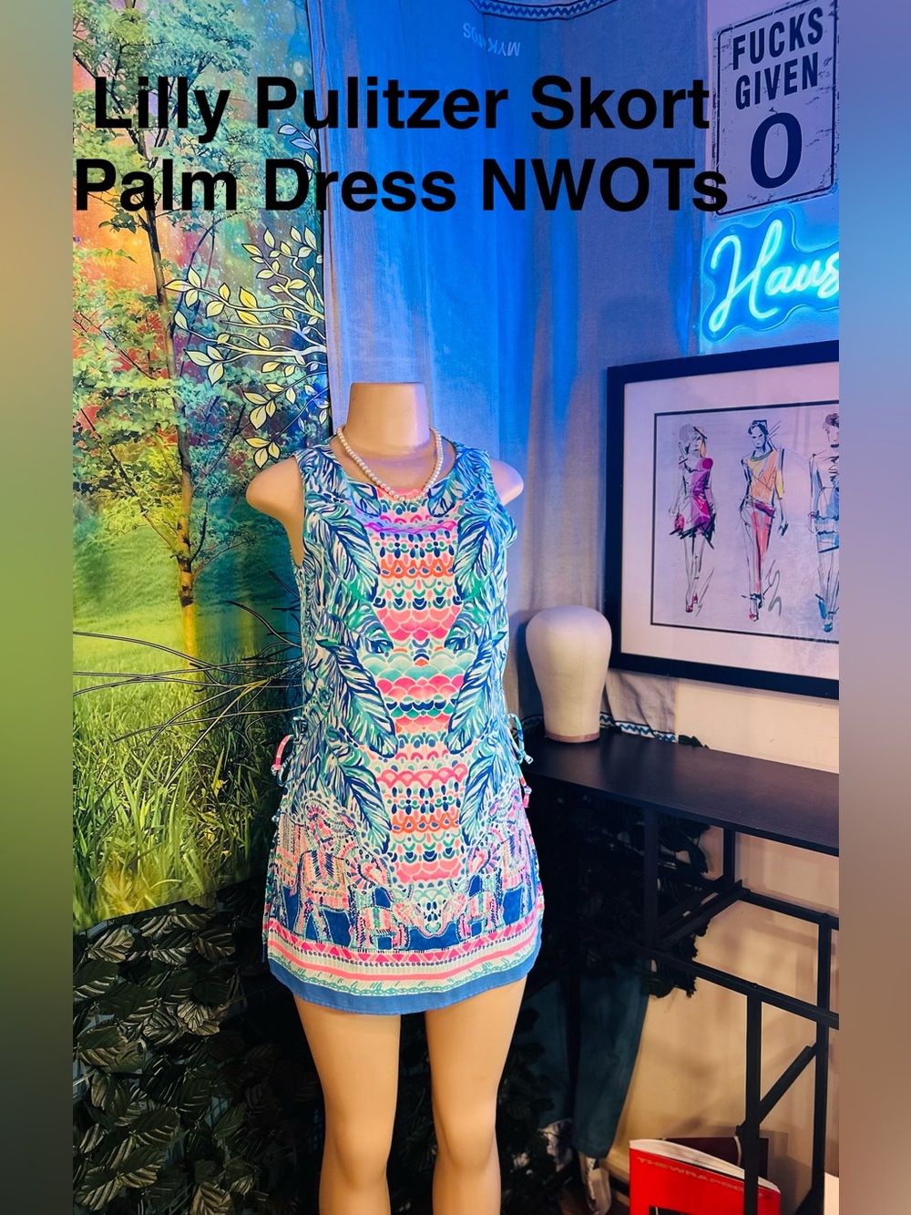 Lilly Pulitzer Multicolor Palm-Leaf Shift / Skort Dress: NWOTs | Size: 0